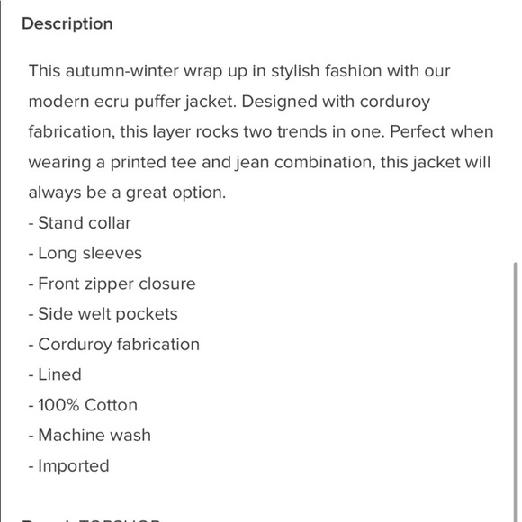 Topshop Corduroy Puffer Jacket - Picture 5 of 6